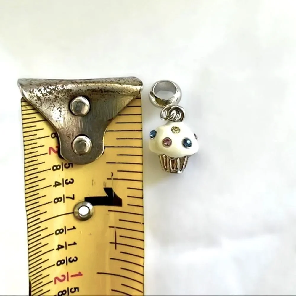 Silver Cupcake 3D Rhinestone Charm - Picture 3 of 3